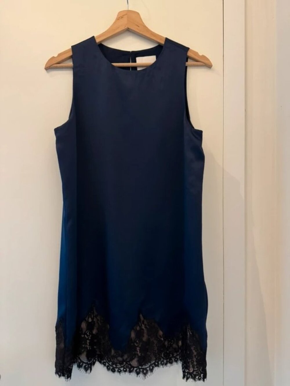 Reformation Jessalyn Navy Blue Lace Trim Mini Dress S